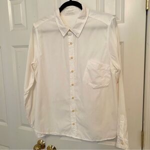 CP Shades White Button Shirt in Micro Corduroy Size M